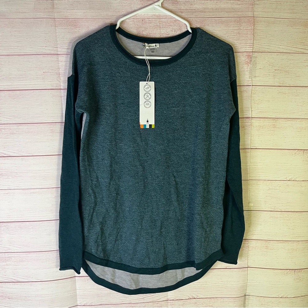 Smartwool NEW‎ Shadow Pine  Mist Blue  Twilight Blue Marled Sweater Top Size XS
